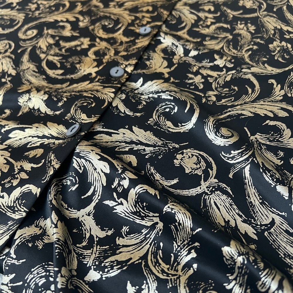 Vtg Maggie Lawrence Blouse Whimsigoth Metallic Brocade Button Up Gold Baroque - Picture 6 of 9